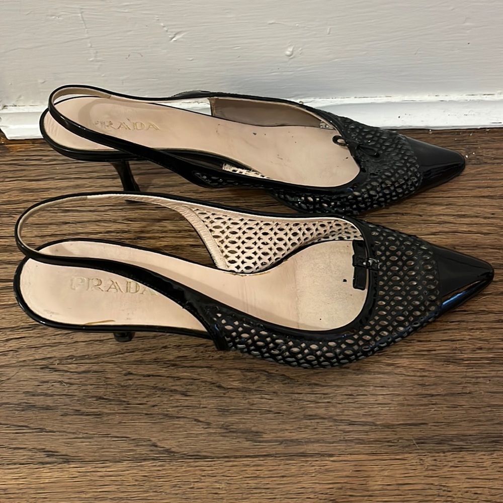 Patent pointy toe Prada heels